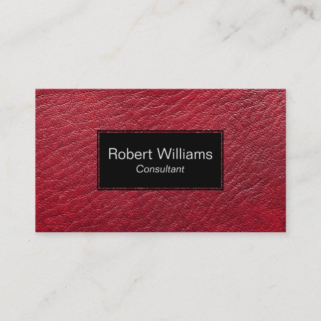 Red Faux Leather Professional Business Card (Front)