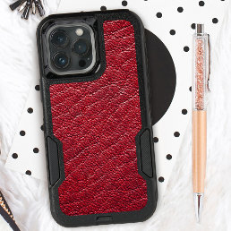 Red Faux Leather Professional OtterBox iPhone 14 Pro Max Case