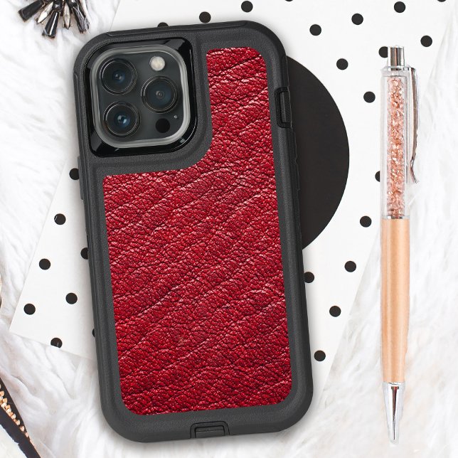 Red Faux Leather Professional Otterbox iPhone Case (Creator Uploaded)