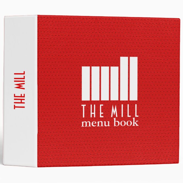 Red faux leather texture 3 ring binder (Front/Spine)