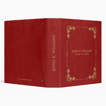 Red Faux Leather Texture 3 Ring Binder by artOnWear at Zazzle