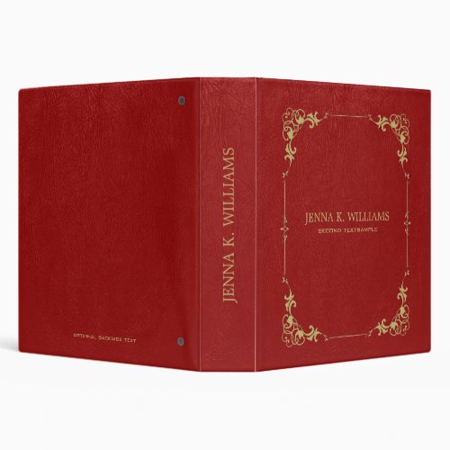 Red faux leather texture 3 ring binder