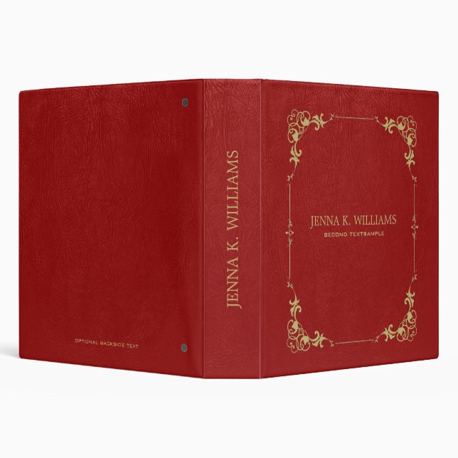 Red faux leather texture 3 ring binder (Background)