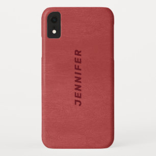 Red Faux Leather Texture iPhone XR Case