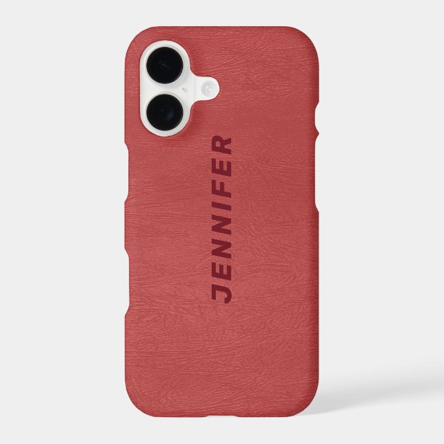 Red Faux Leather Texture Iphone Case (Back)