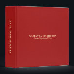 Red Faux Leather Texture Look 3 Ring Binder<br><div class="desc">Red faux leather texture background. Simple clean look with light pink customizable typography a perfect for keeping your records.</div>