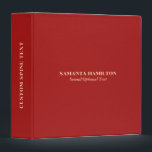 Red Faux Leather Texture Look 3 Ring Binder<br><div class="desc">Red faux leather texture background. Simple clean look with light pink customizable typography a perfect for keeping your records.</div>