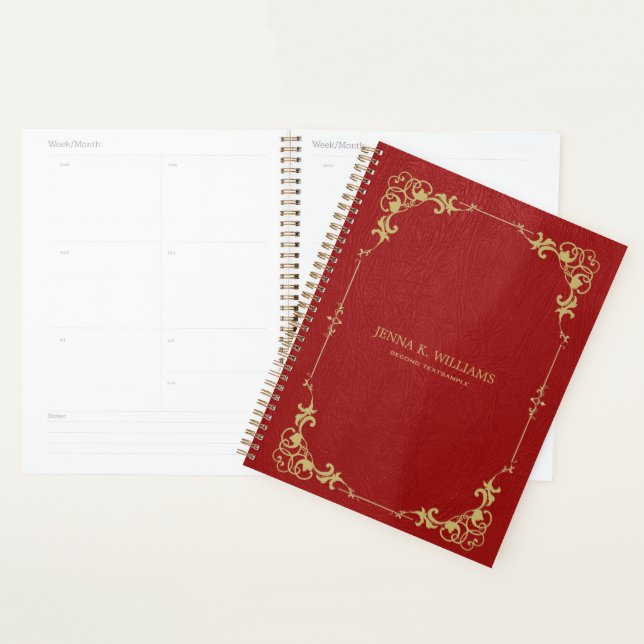 Red faux leather texture planner (Display)