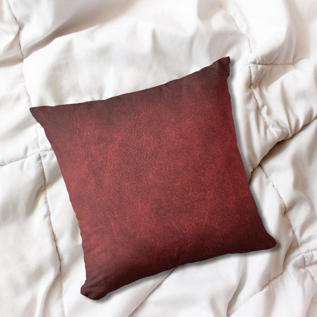 Red Faux Leather Throw Pillow (Creator Uploaded)