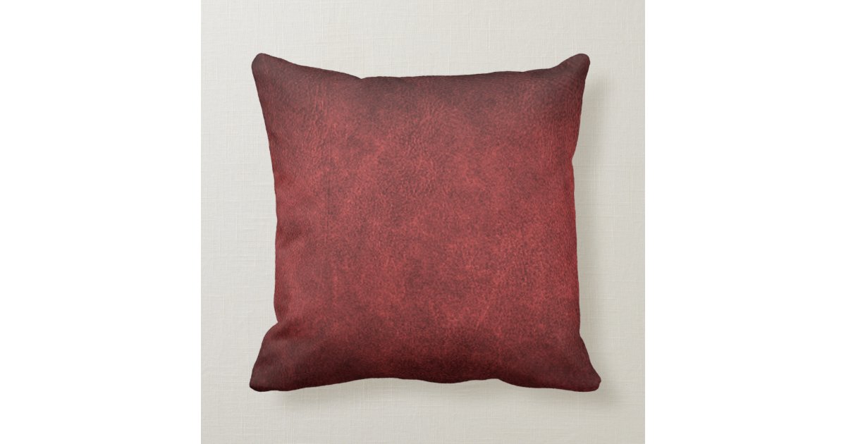 Red Faux Leather Throw Pillow
