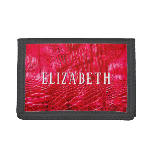 Red Faux Leather Tri-fold Wallet