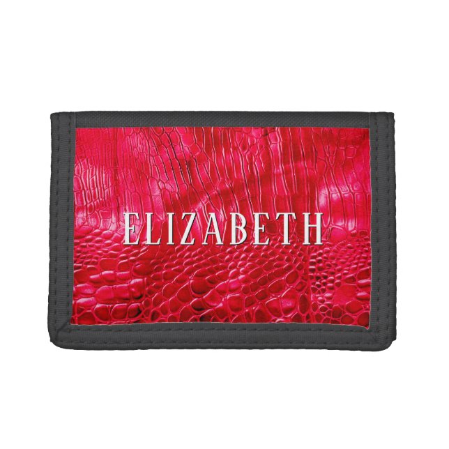 Red Faux Leather Trifold Wallet (Front)