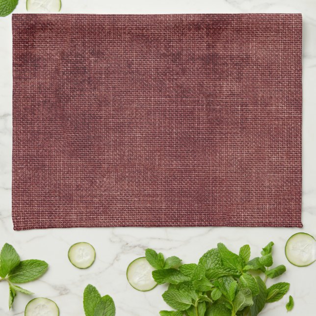 Red Faux Linen (linen look)  Kitchen Towel (Folded)