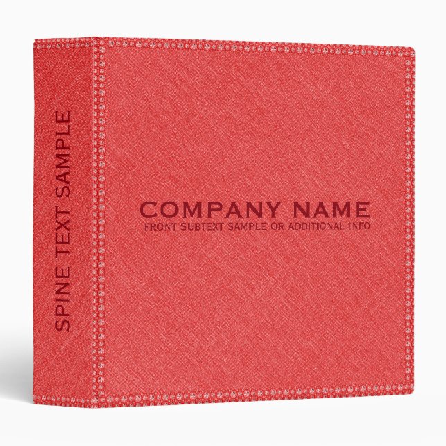 Red Faux Linen With White Glitter Accents Binder (Front/Spine)