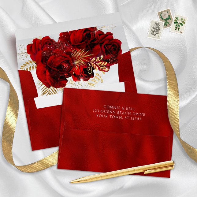 Red Faux Metallic Formal Elegant Wedding Envelope (Creator Uploaded)