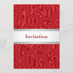 Red Faux Silk White Silver 18th Birthday Party Invitation