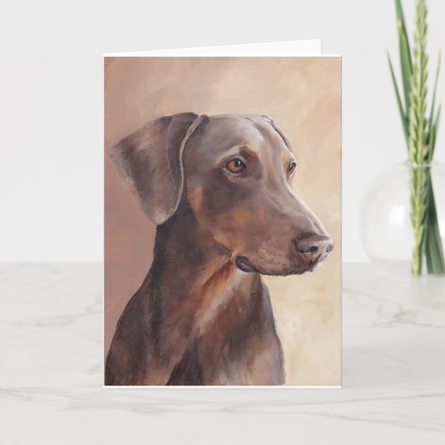 Red Fawn Doberman Dog Art Greeting Card (Front)