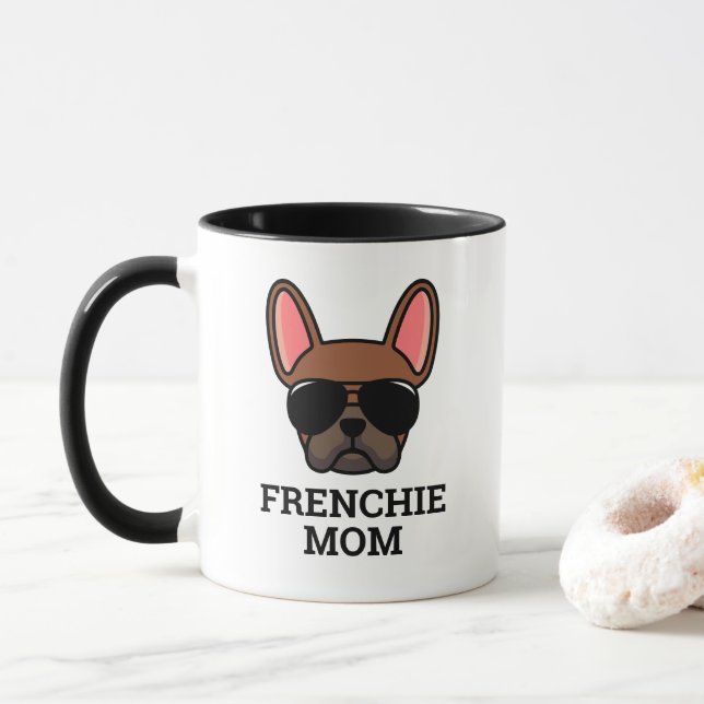 Red Fawn French Bulldog Frenchie Dog Mom Mug (With Donut)