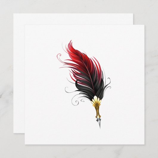 Red feather pen with gold nib (Front/Back)
