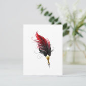 Red feather pen with gold nib (Standing Front)
