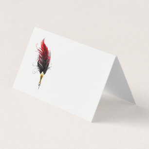 Red feather pen with gold nib