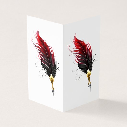Red feather pen with gold nib (Outside)