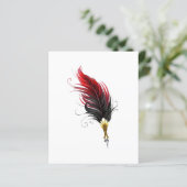 Red feather pen with gold nib (Standing Front)
