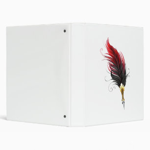 Red feather pen with gold nib 3 ring binder