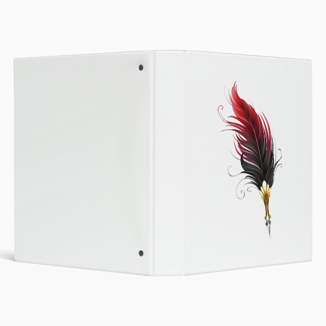Red feather pen with gold nib 3 ring binder (Background)