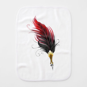 Red feather pen with gold nib baby burp cloth