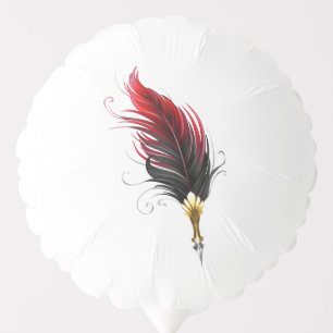 Red feather pen with gold nib balloon