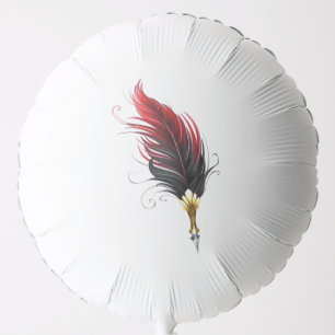 Red feather pen with gold nib balloon