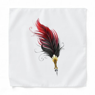 Red feather pen with gold nib bandana