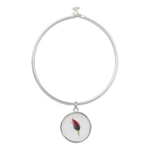 Red feather pen with gold nib bangle bracelet