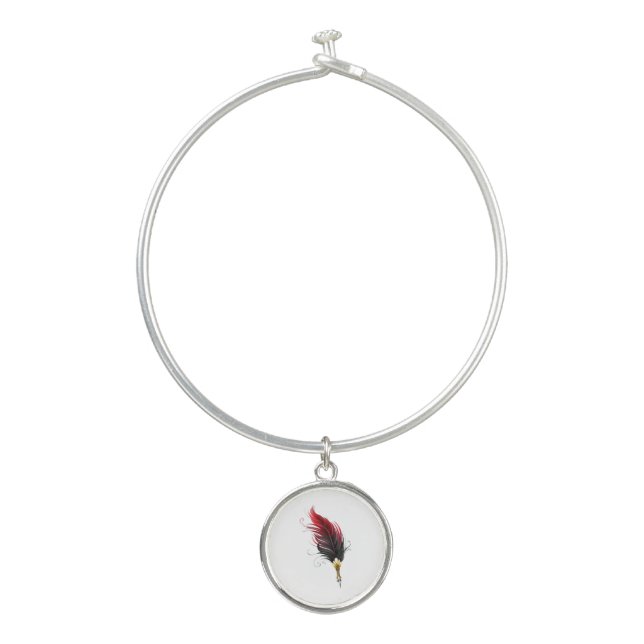 Red feather pen with gold nib bangle bracelet (Front)