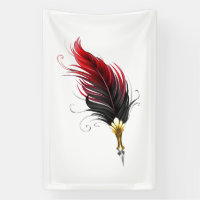 Red feather pen with gold nib