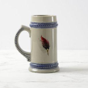 Red feather pen with gold nib beer stein