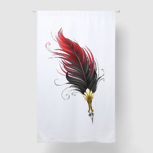 Red feather pen with gold nib blackout curtains