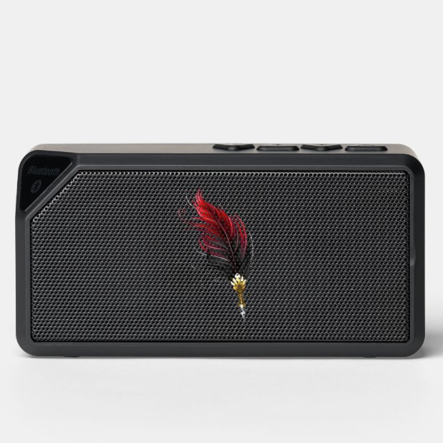 Red feather pen with gold nib bluetooth speaker (Front)