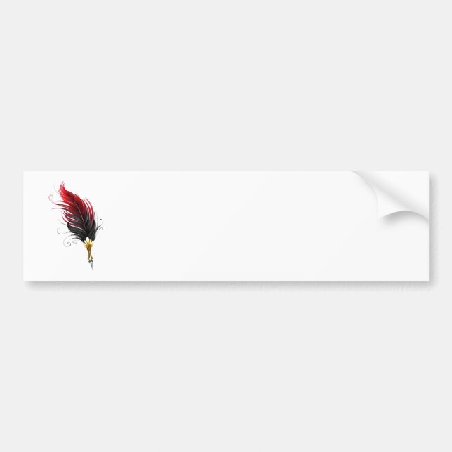 Red feather pen with gold nib bumper sticker (Front)