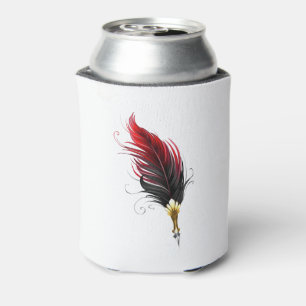Red feather pen with gold nib can cooler