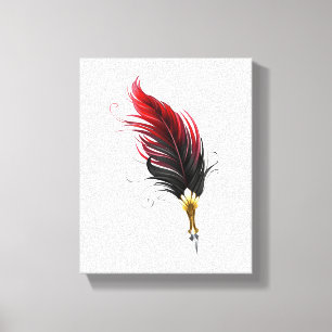 Red feather pen with gold nib canvas print