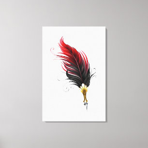 Red feather pen with gold nib canvas print