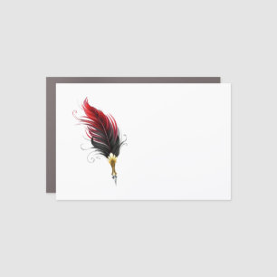 Red feather pen with gold nib car magnet
