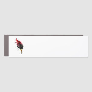 Red feather pen with gold nib car magnet