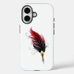 Red feather pen with gold nib iPhone 16 case