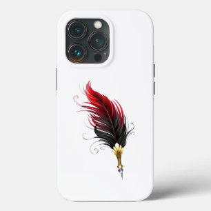 Red feather pen with gold nib iPhone 13 pro case