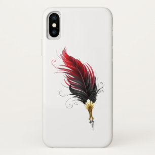 Red feather pen with gold nib iPhone x case
