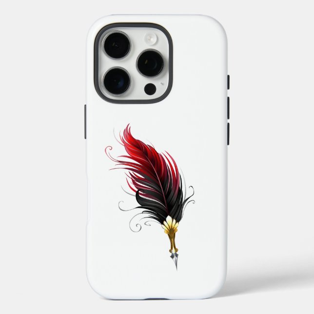 Red feather pen with gold nib Case-Mate iPhone case (Back)