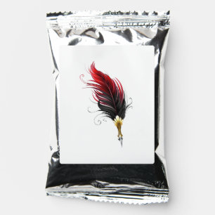 Red feather pen with gold nib coffee drink mix